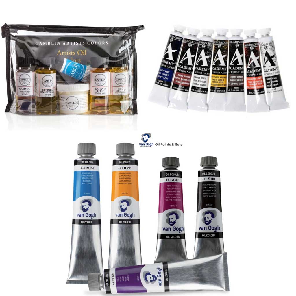 Tubos y materiales para pintar cuadros al óleo